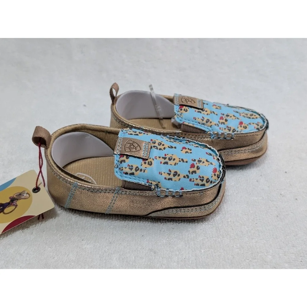 Ariat Lil' Stompers Piper Cruiser Moccasin Slip-On Shoe Leopard Cactus Infant 3